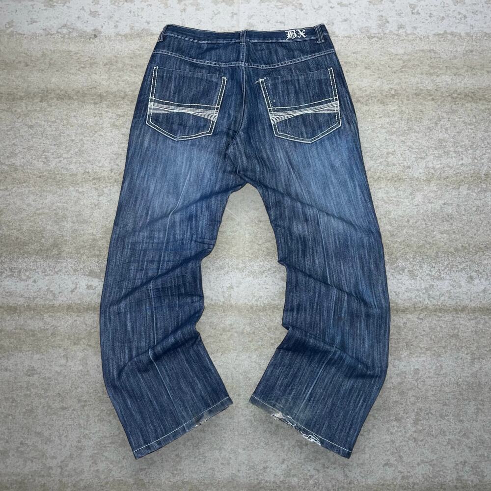 Vintage Y2K Skater Wide Leg Jeans 34x32 Baggy Dark Wash Brooklyn Xpress Denim